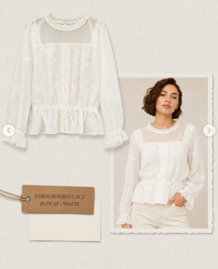 Embroidered Lace Blouse White